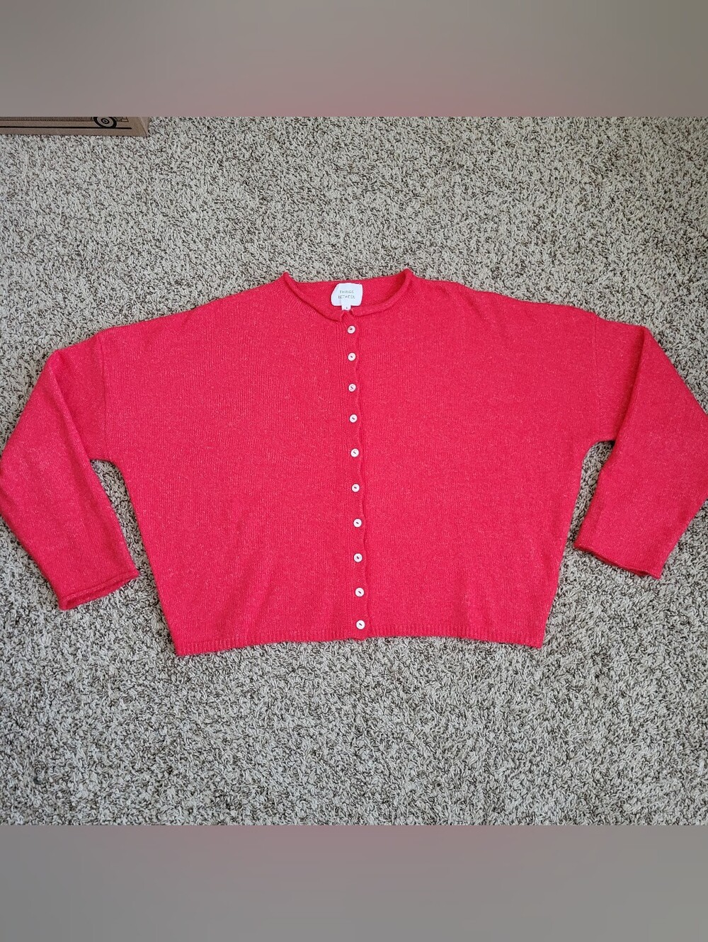 Things Between Piper Cardigan Sweater Red Crew Neck Rollneck Small